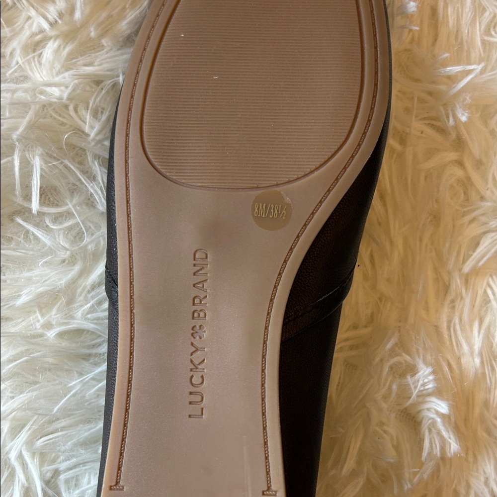 Lucky Brand Black Leather Square-Toe Ballet Flats - Picture 7 of 14
